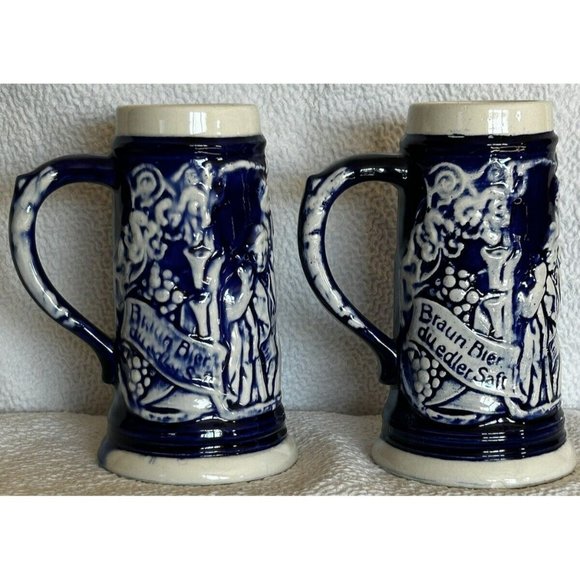 Set Of 2 Beer Steins Mexico Braun Bier Duedler SaftHandmade Pintado Armand